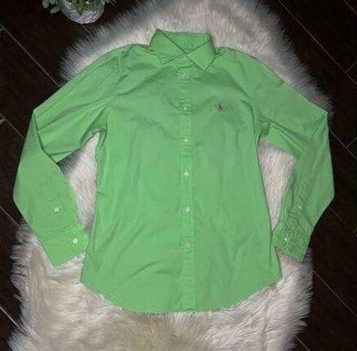 Polo  Ralph Lauren lime green fitted collared button down sz 8