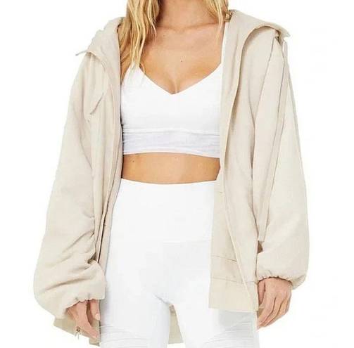 Alo Yoga Alo Reversible Legion Jacket Bone Fleece Sherpa Oversized Beige Cream Hooded XS