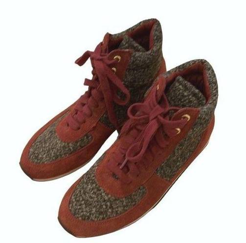 Isaac Mizrahi  Live! SOHO Lace-up Suede Low Wedge Sneakers Size 8.5