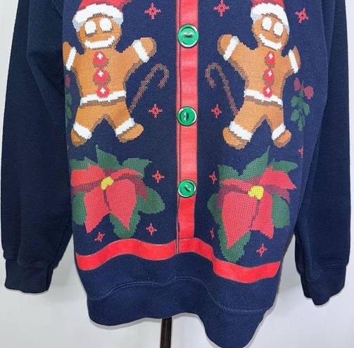 Gildan Ugly Christmas Gingerbread Man Heavy Blend Sweatshirt Navy Blue Medium