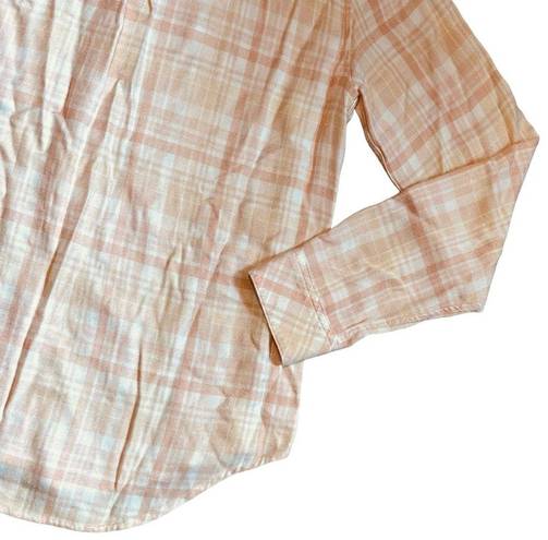 Rails  Women’s Sz M Peach Powder Pink Plaid Button Front Hunter Shirt