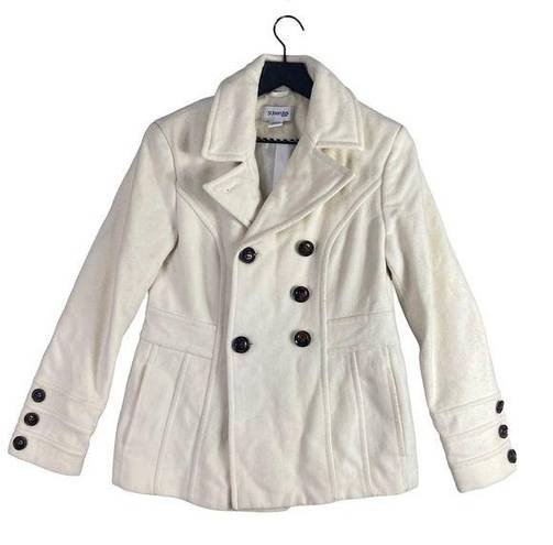 St. John’s Bay St. John's Bay Women's Peacoat Winter Coat Cream Size Small Wool Nylon Cashmere