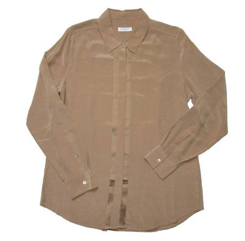 Equipment NWT  Earl in Camel Silk Pleating Button Down Shirt L $258