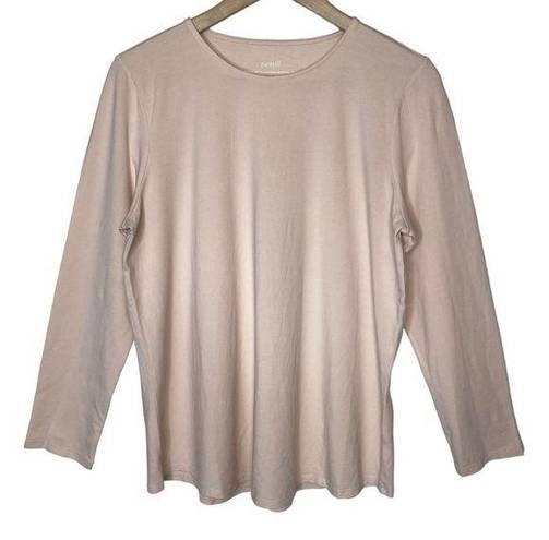 J.Jill  Pure Jill Long Sleeve Shirttail Pima Cotton Tee Peach Pink, size MP