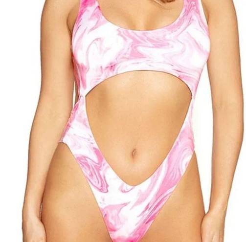 Naked Wardrobe NWT  Pink Ocean Cut Out One Piece Swimsuit