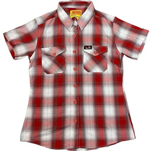 ma*rs DIXXON Clay Smith Cams . Horsepower Plaid Button Down Shirt Medium Red Grey