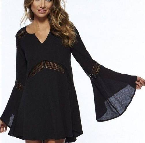 l*space L* Bloomfield Swim Cover Up Tunic Dress in Black Size Small