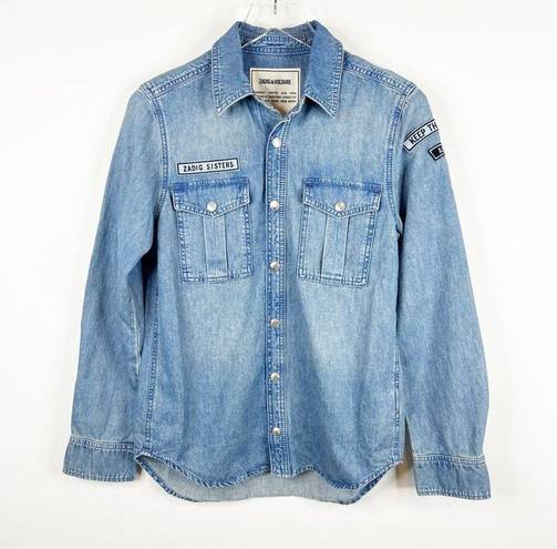 Zadig & Voltaire NWT  This Denim Patch Button Down Top S Blue