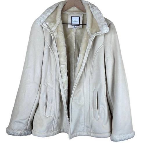 Croft & Barrow  Cream Faux Fur Jacket size Medium