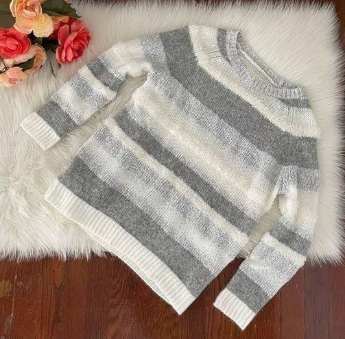 Lou & grey  Fuzzy Stripe Sweater White