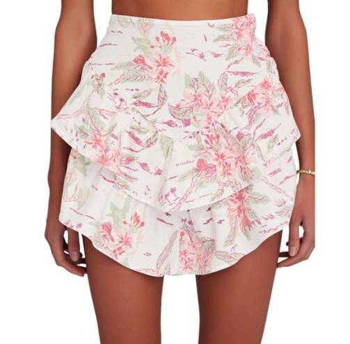 MOTHER Denim NEW  The Ruffle Tiered Mini Skirt Floral Aloha Print Women’s Size 26