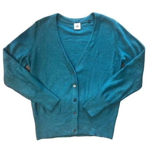 CAbi   Women’s Tearoom Cardigan Button Up Sweater M Teal Business Casual Fridays