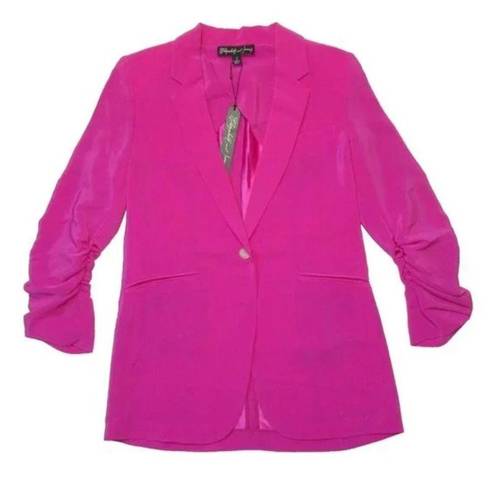 Elizabeth and James NWT  Ruched Sleeve Crepe Heather Blazer in Fuchsia Pink 0 $495