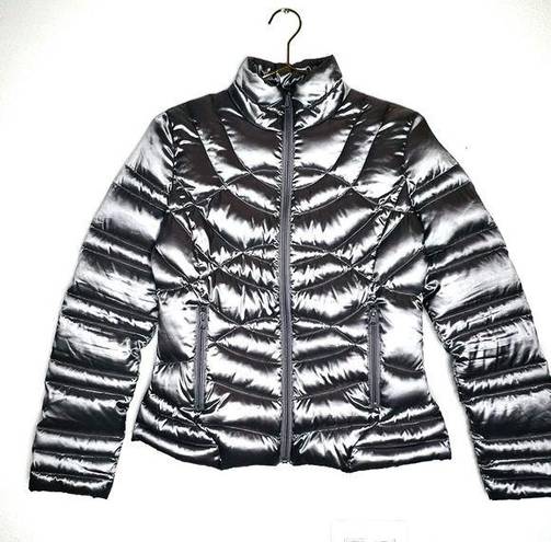 Bernardo  outerwear Silver Metallic Grey Down Puffer Jacket