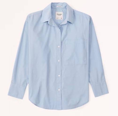 Abercrombie & Fitch  90s Oversized Poplin Button-Up Shirt Light Blue Size XS