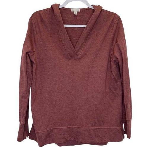 Garnet Hill  Women's Light Burgundy Hoodie V-Neck Sweatshirt Size XS