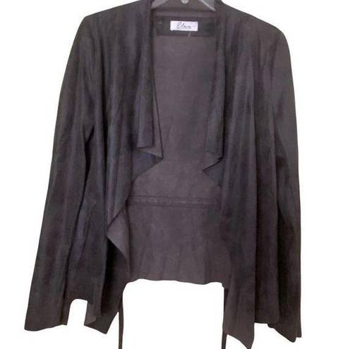 Elan  Women's Brown Faux Leather Jacket Drape Collar Wrap Jacket Size Medium