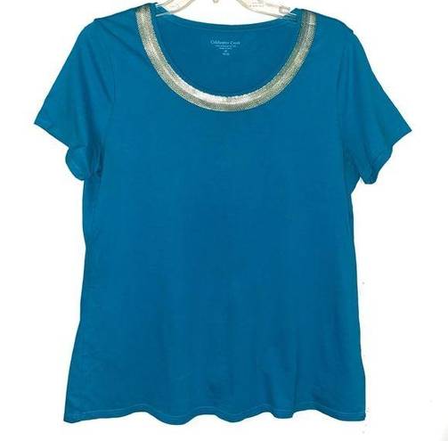 Coldwater Creek  Scoop Neck Sequin Top Size Medium