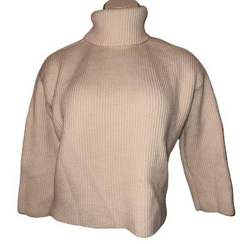 Tuckernuck  100% Wool Cream Thick Knit Turtleneck Size L