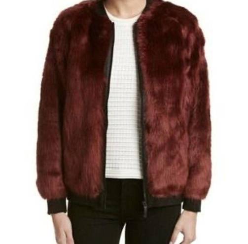 n:philanthropy PHILANTHROPY NWOT Burgundy Anouk Faux Fur Bomber Double Zip Jacket Coat XS