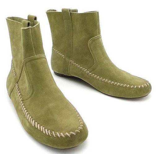 Anthropologie NEW  Latigo Olive Green Suede Moccasin Boho Bootie Women’s Size 10