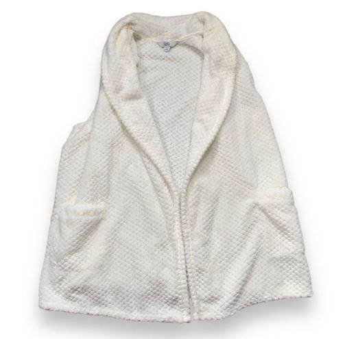 Croft & Barrow  Vest Cream Faux Fur Textured Open Front Fuzzy Cozy Warm Petite XL