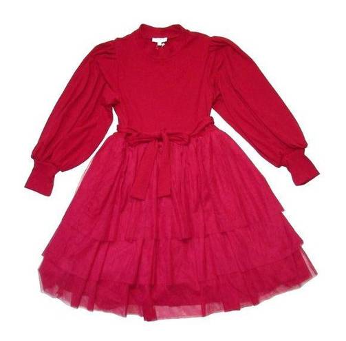 Krass&co NWT Ivy City . Short Cosette in Red Tiered Tulle Skirt Fit & Flare Dress XL