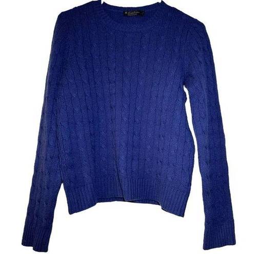 Brooks Brothers  100% Italian Cashmere Sweater Cable Knit Crew Neck Blue S