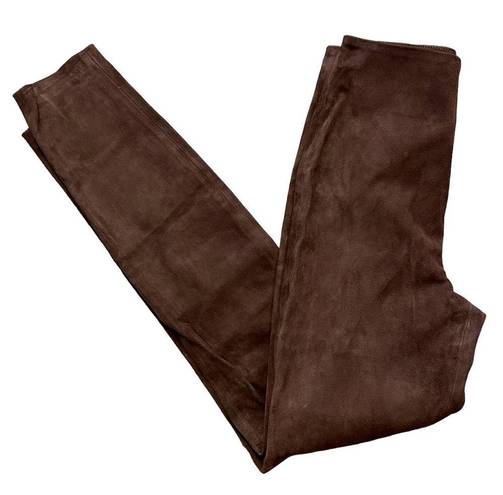 L'Academie  Brown Suede Leather Pants MEDIUM Taper Leggings Designer Revolve NEW