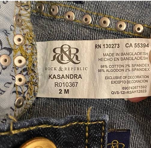 Rock & Republic Studded Kasandra Bootcut Jeans-dark wash-size 2