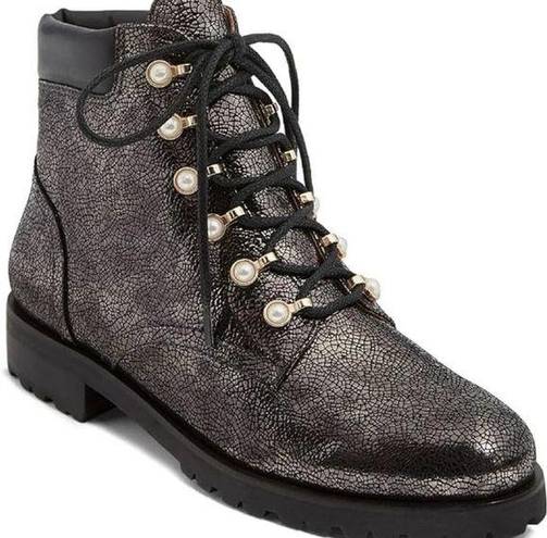 Jack Rogers New  Peyton Pearl Lace up Bootie Gunmetal 6