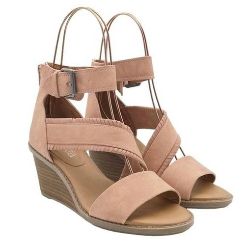 Dolcetta  Delia Blush Pink Faux Suede Strappy Ankle Wrap Wedge Women’s Size 6