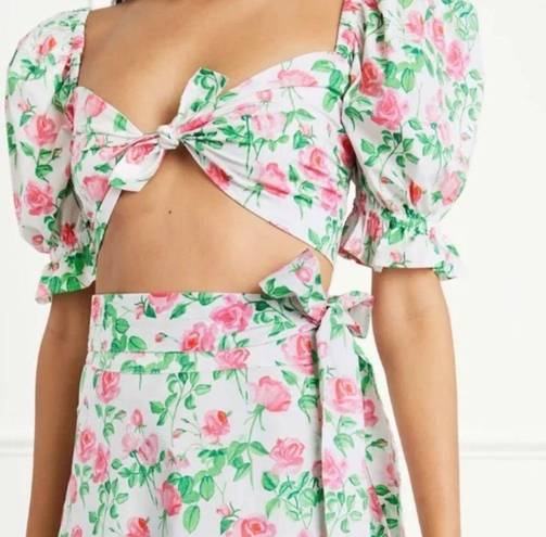 Hill House New  The Isabella Top Pink Roses Poplin Size Medium