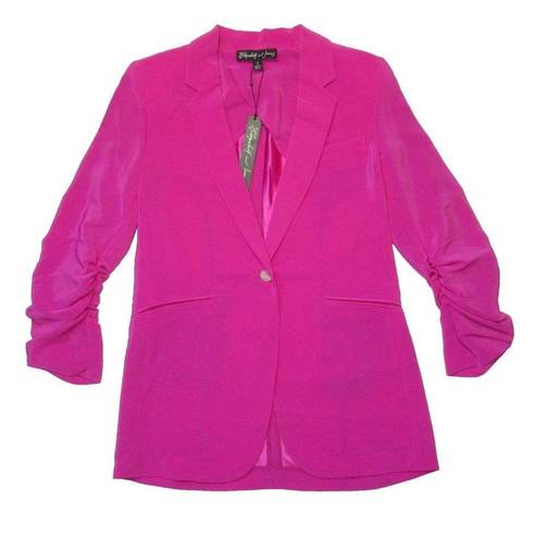 Elizabeth and James NWT  Heather Blazer in Fuchsia Pink Ruched Sleeve Crepe  4 $495