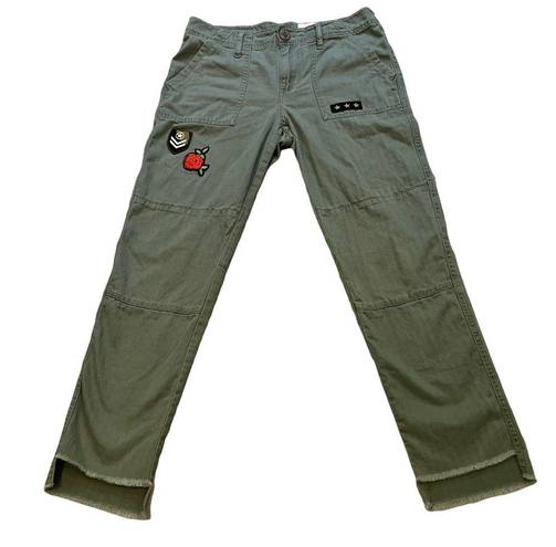 Treasure & Bond  Green Patched Utility Cropped Pants.