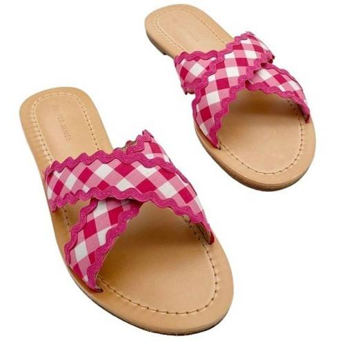 Draper James NIB  Piper Flat Sandals in Raspberry Pink Gingham Women's Size 8