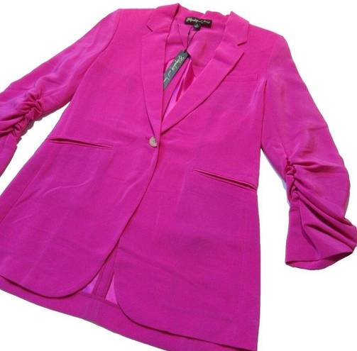 Elizabeth and James NWT  Heather Blazer in Fuchsia Pink Ruched Sleeve Crepe  4 $495