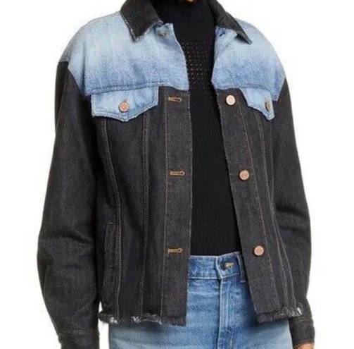 Rebecca Taylor  BLACK/INDIGO Colorblock Denim Jacket Size Medium M NWT