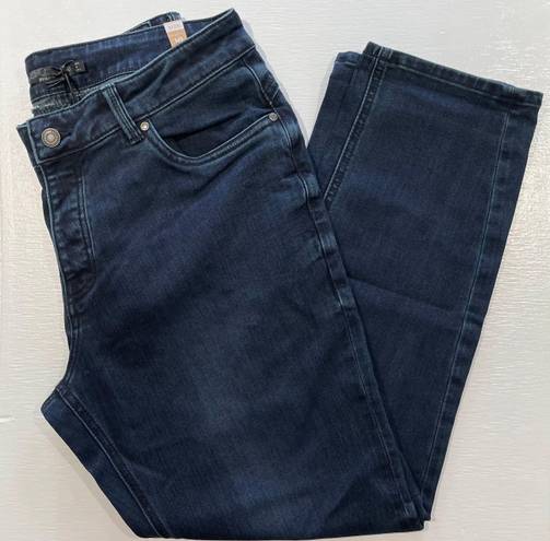 prAna New  Buxton Mid Rise Slim Boyfriend Jeans Stretch Denim Deep Blue Size 10