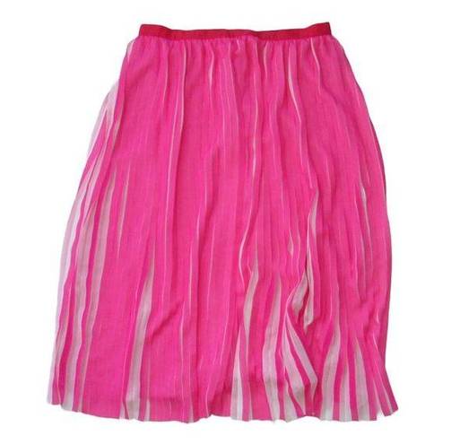 J.Crew NWT  Pleated A-Line Midi in Fuchsia Ivory Peekaboo Stripe Skirt 12