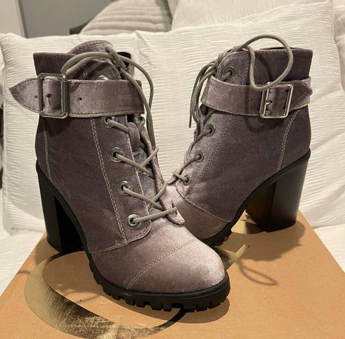 Charlotte Russe Grey Velvet Booties