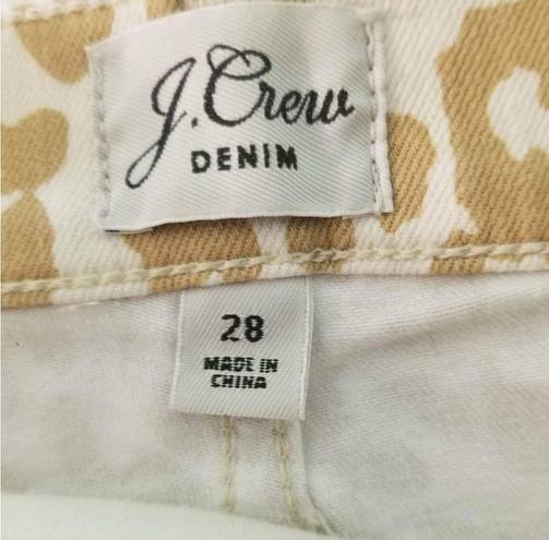 J.Crew  denim size 28 cream colored jeans with tan animal print frayed on the hem