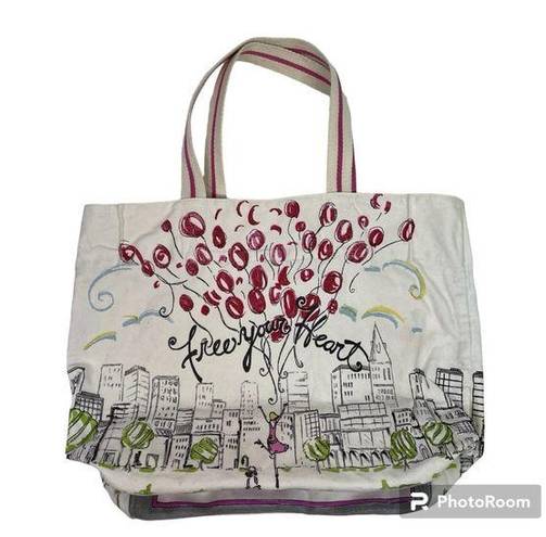 Brighton  Free Your Heart Canvas Tote Bag Shoulder City Heart Balloon Purse