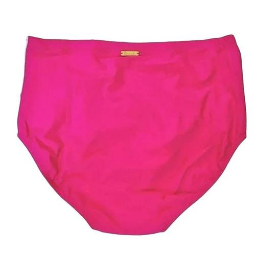 Raisin's  CURVE High-rise Ruched front Costa Swim Solid Pink Bikini Bottom 22W NWT