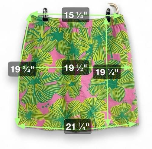 Lilly Pulitzer Lily Pulitzer Floral Pink And Green Tropical Skirt Size 6 Back Zip Front Pockets