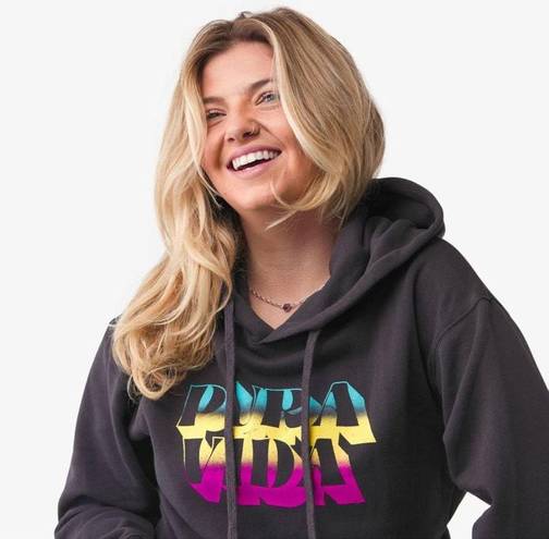 Pura Vida  Color Block Graphic Long Sleeve Hooded Sweatshirt Size Medium