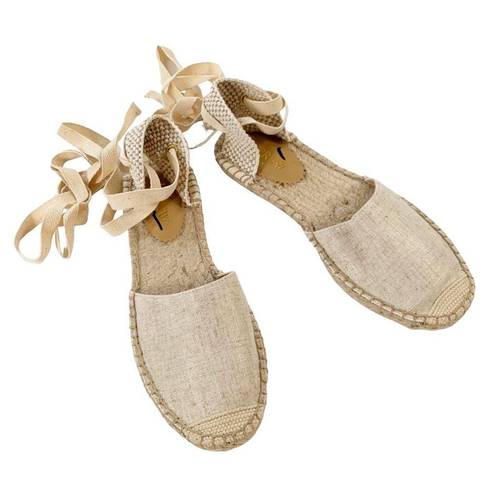 J.Crew  D'Orsay lace-up espadrilles Beige Gold 
Item AX839 Size 6.5 NWT