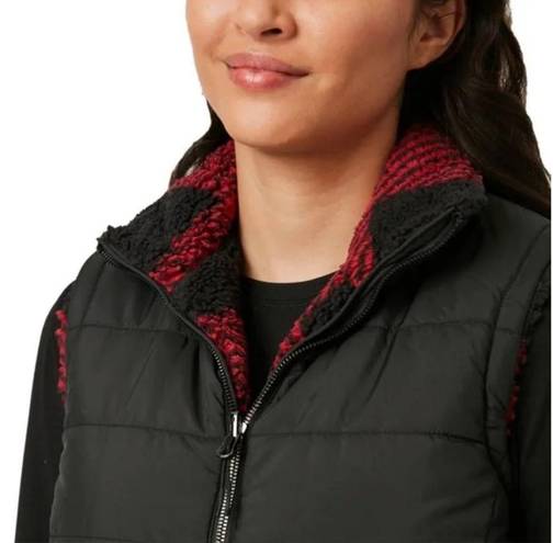 Free Country  Cloud Lite Reversible Vest Women's Small S Black Red Plaid New NWT