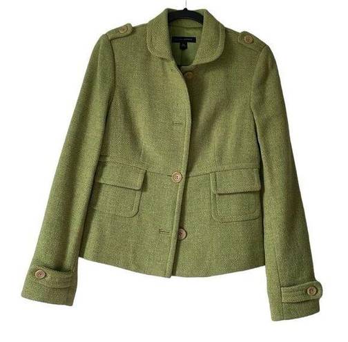 Banana Republic  Spring Green Fitted Button Front Tweed Pea Coat Jacket sz Small