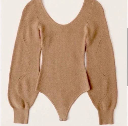 Abercrombie & Fitch  brown Scoop Neck Balloon Sleeve Sweater Bodysuit